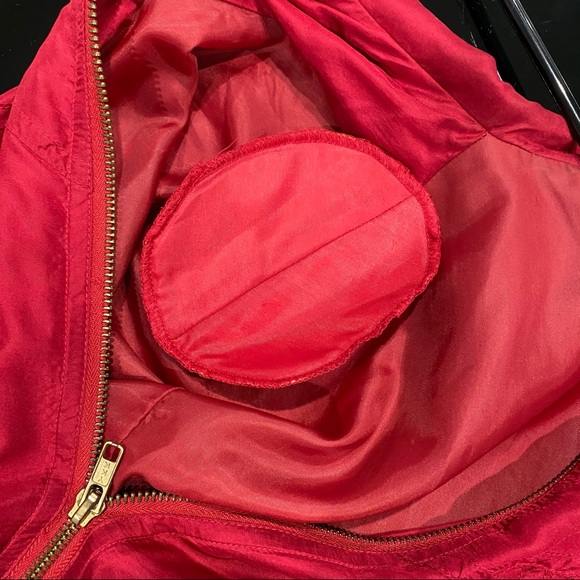 Vintage Lightweight Red Silk Bomber Jacket Size PP - Picture 7 of 9